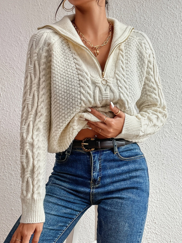 HARLOW™|MAGLIONE A TRECCIA CON COLLO ZIP