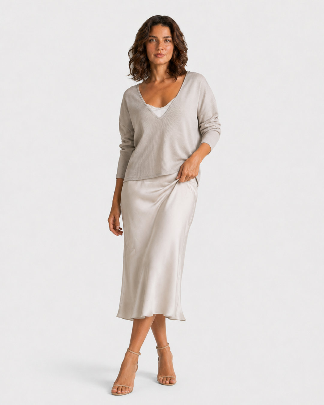 ELENA™|ABITO MIDI SATINATO ELEGANTE