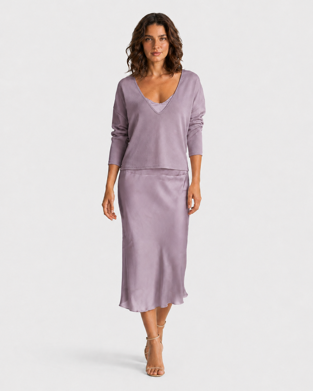 ELENA™|ABITO MIDI SATINATO ELEGANTE