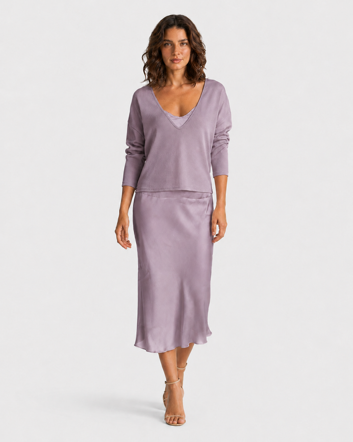 ELENA™|ABITO MIDI SATINATO ELEGANTE
