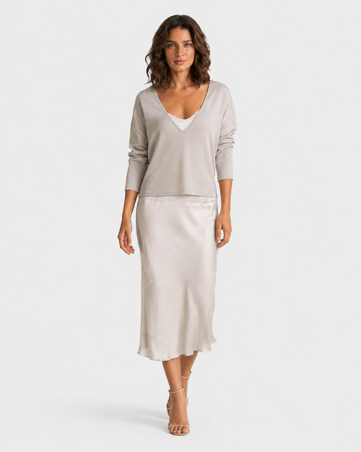ELENA™|ABITO MIDI SATINATO ELEGANTE
