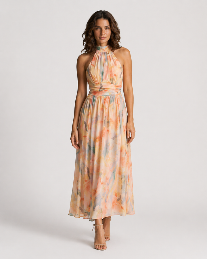 ORNELLA™|VESTITO MIDI FLOREALE HALTER