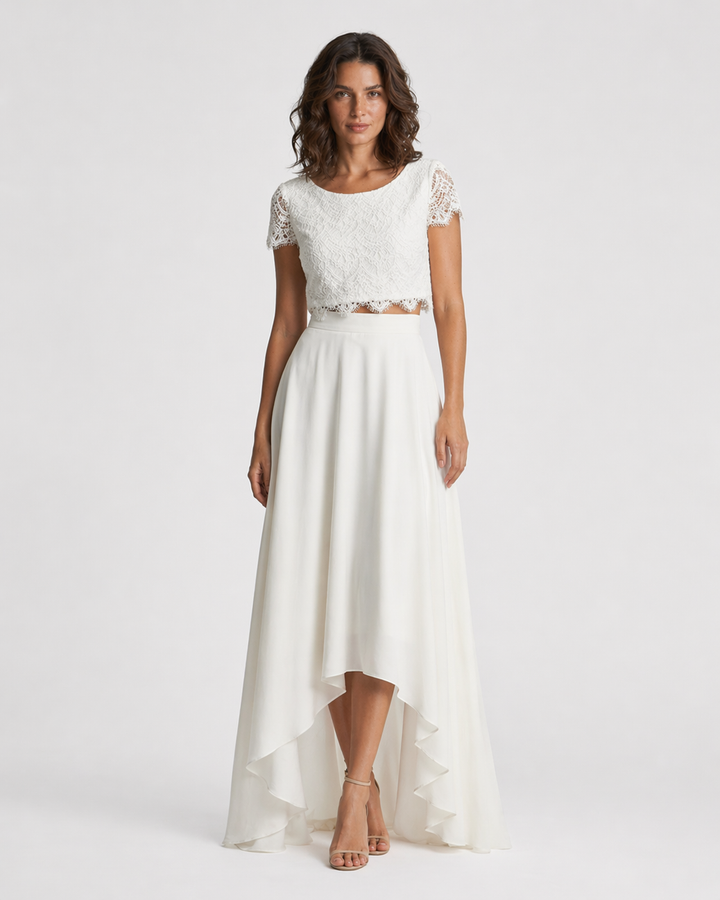LIVIA™|SET ELEGANTE CON GONNA ASIMMETRICA