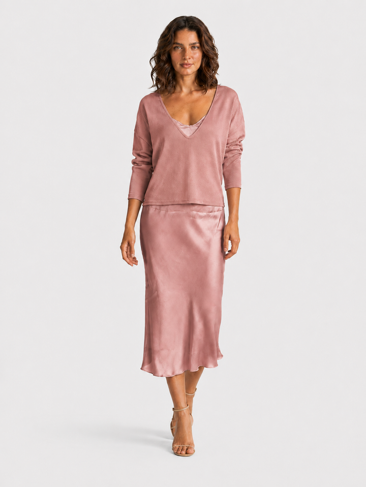 ELENA™|ABITO MIDI SATINATO ELEGANTE