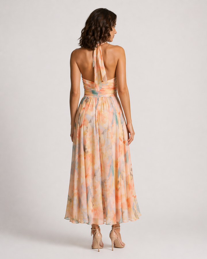 ORNELLA™|VESTITO MIDI FLOREALE HALTER