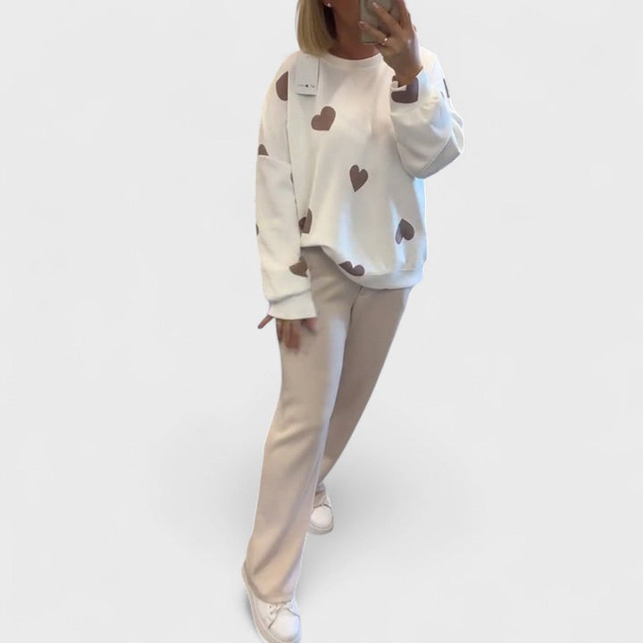 MILA™|MAGLIONE IN MISTO COTONE CON CUORI