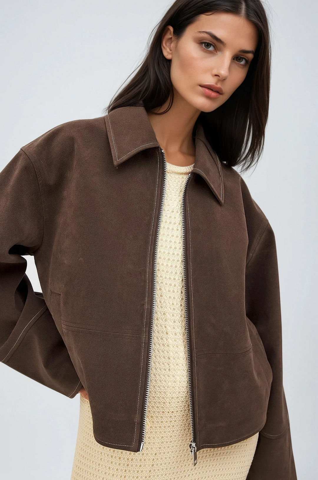 VALIRA™|GIACCA ZIP IN FINTA SUEDE