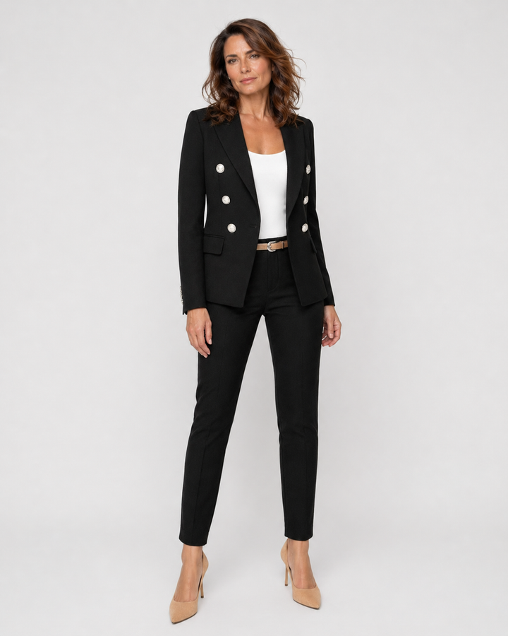 VALENTINA™|COMPLETO ELEGANTE CON BLAZER DOPPIOPETTO E PANTALONI SLIM