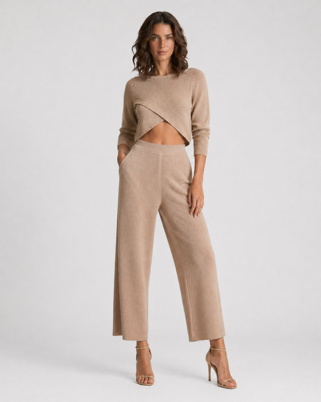 ALESSIA™|SET ELEGANTE CON TOP INCROCIATO E PANTALONI A VITA ALTA