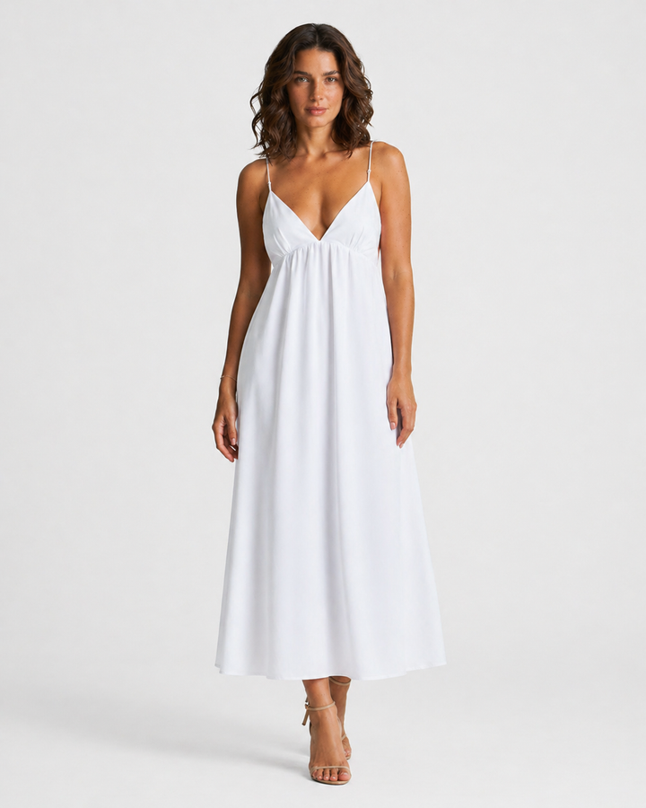 LUDOVICA™|VESTITO MIDI FLUIDO CON SPALLINE SOTTILI