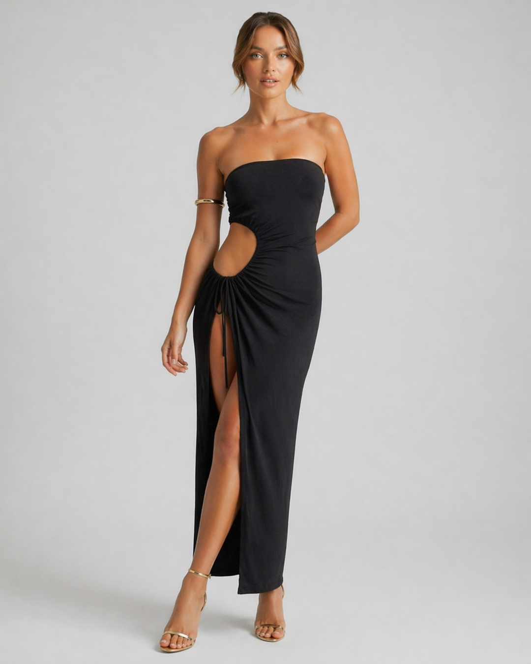 FEDERICA™|VESTITO LUNGO CON SPACCO E CUT-OUT LATERALE