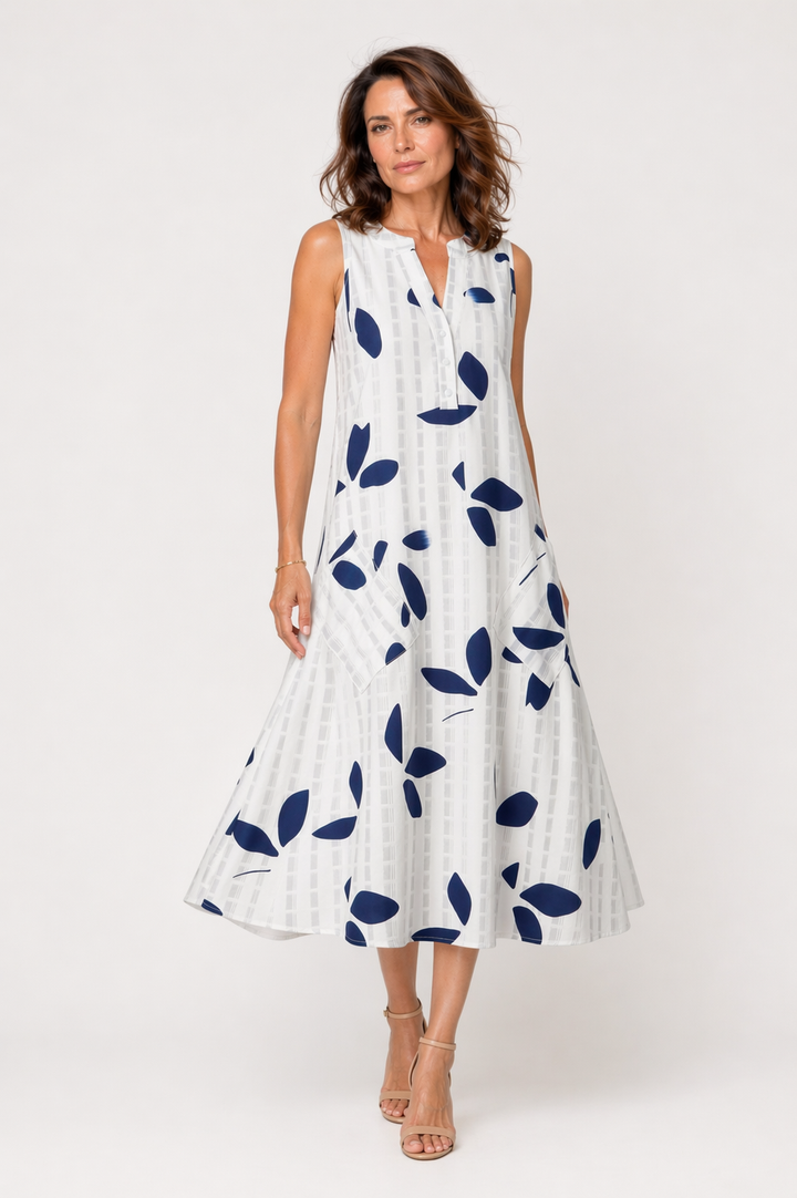 ELVIRA™|VESTITO MIDI AMPIO CON STAMPA