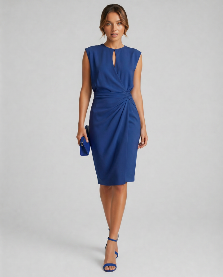 AURELIXA™|VESTITO MIDI DRAPPEGGIATO CON DETTAGLIO ELEGANTE IN VITA