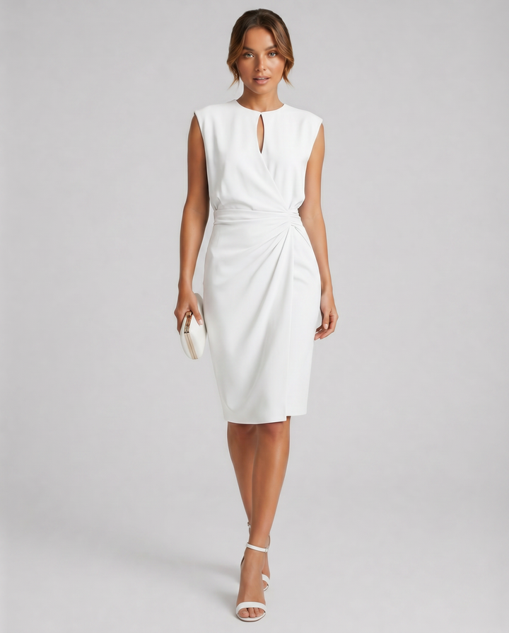 AURELIXA™|VESTITO MIDI DRAPPEGGIATO CON DETTAGLIO ELEGANTE IN VITA