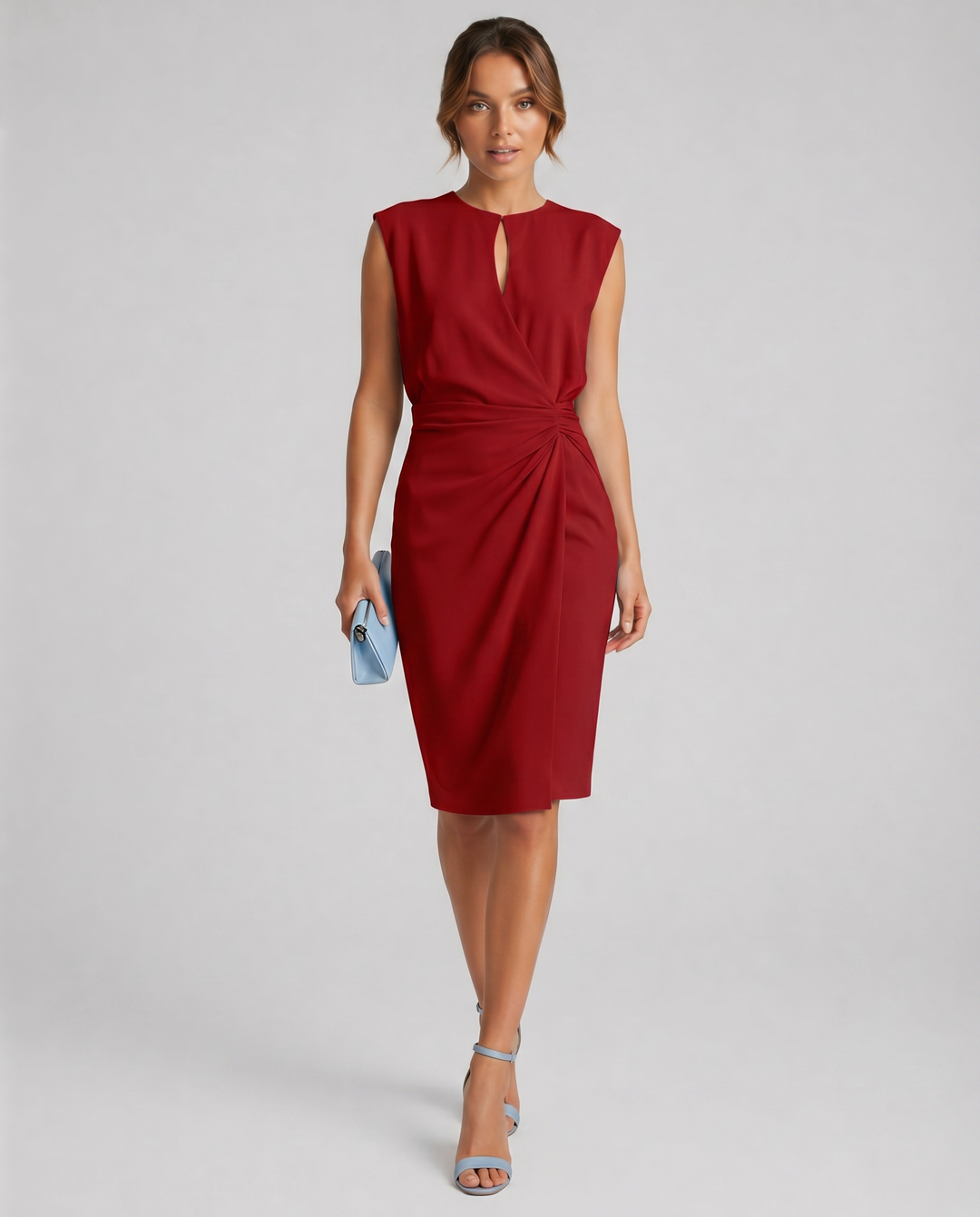 AURELIXA™|VESTITO MIDI DRAPPEGGIATO CON DETTAGLIO ELEGANTE IN VITA