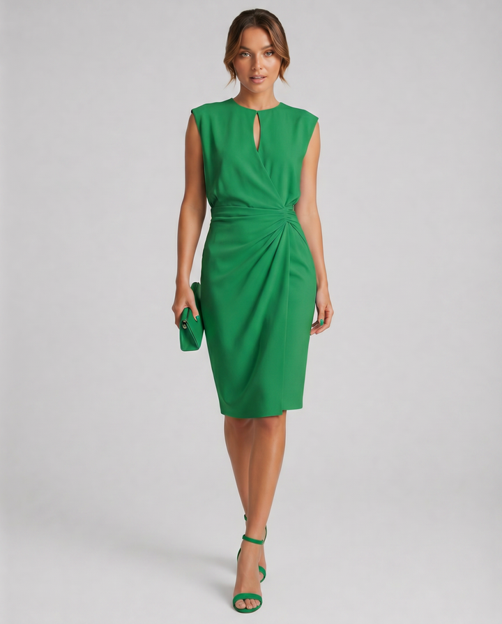 AURELIXA™|VESTITO MIDI DRAPPEGGIATO CON DETTAGLIO ELEGANTE IN VITA