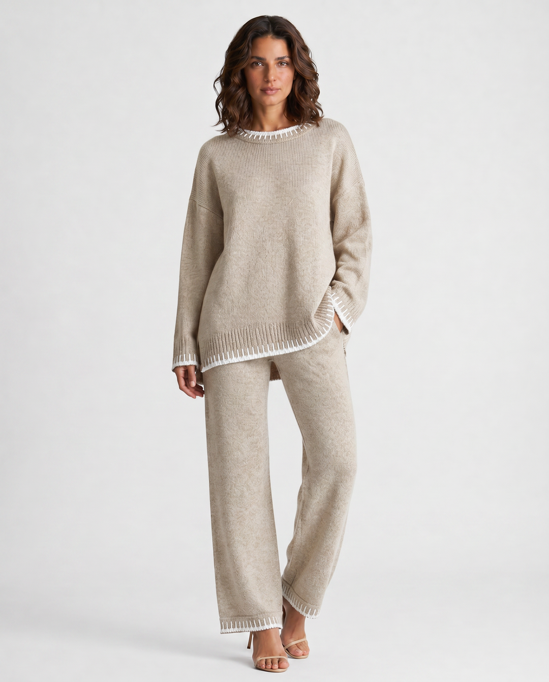 LUCIA™|SET LOUNGE IN MAGLIA CON MAGLIONE E PANTALONI MORBIDI