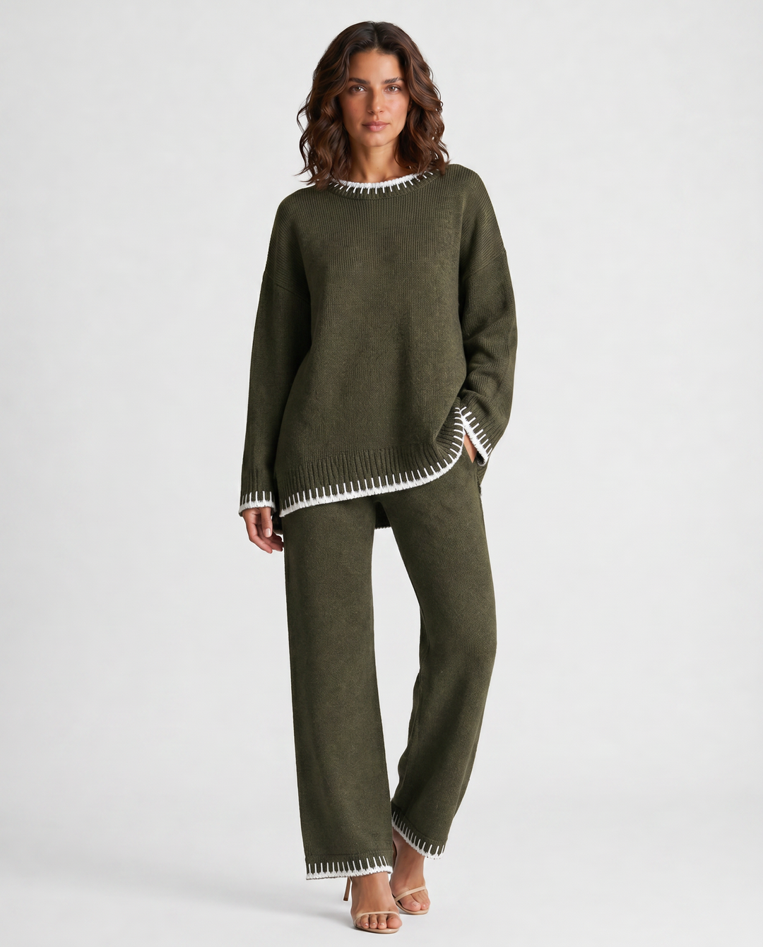 LUCIA™|SET LOUNGE IN MAGLIA CON MAGLIONE E PANTALONI MORBIDI
