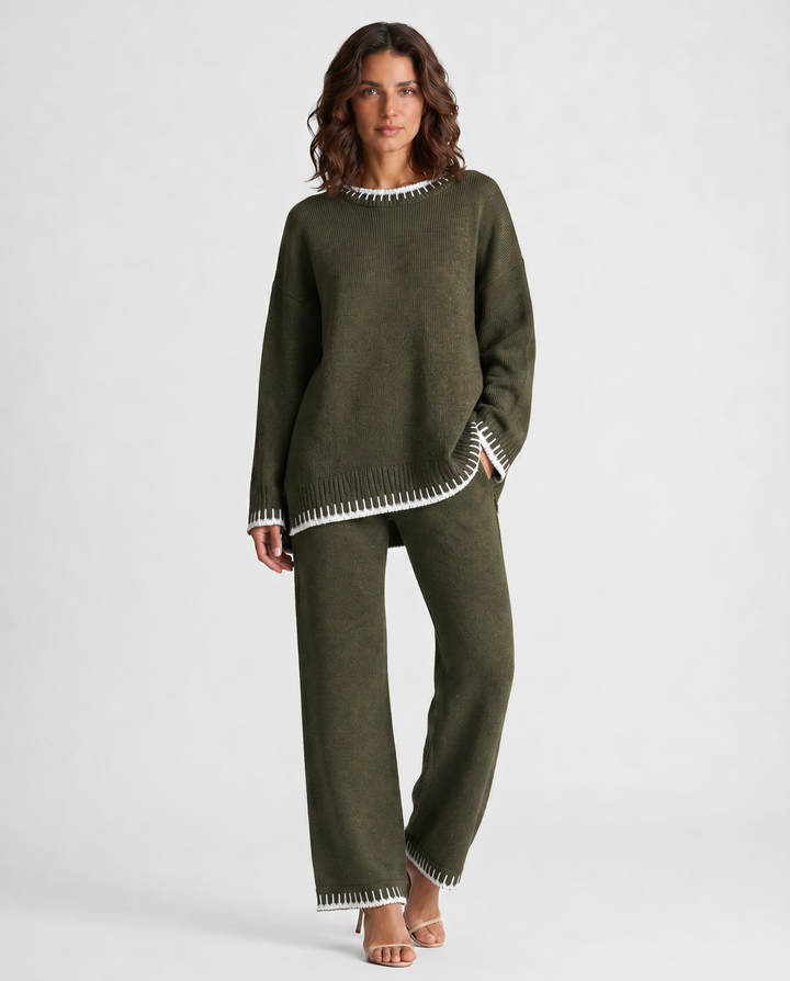 LUCIA™|SET LOUNGE IN MAGLIA CON MAGLIONE E PANTALONI MORBIDI