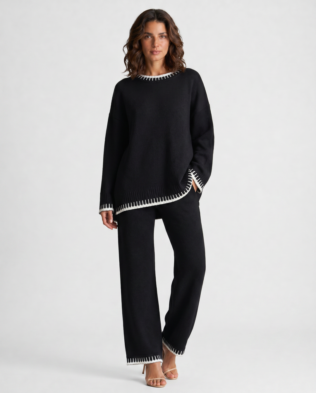 LUCIA™|SET LOUNGE IN MAGLIA CON MAGLIONE E PANTALONI MORBIDI