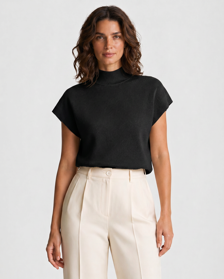 GIULIA™|TOP ELEGANTE A COLLO ALTO SENZA MANICHE