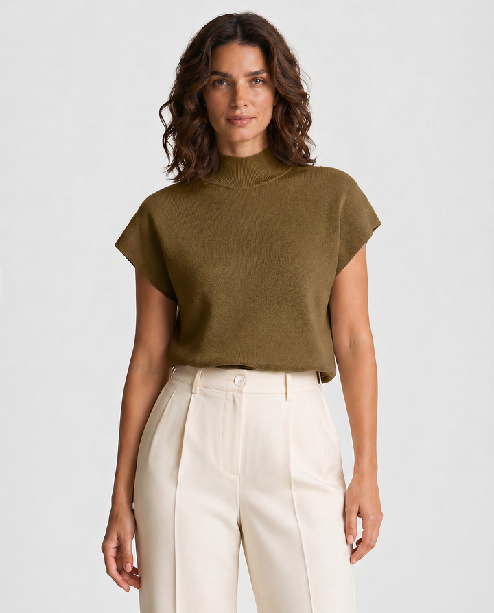 GIULIA™|TOP ELEGANTE A COLLO ALTO SENZA MANICHE