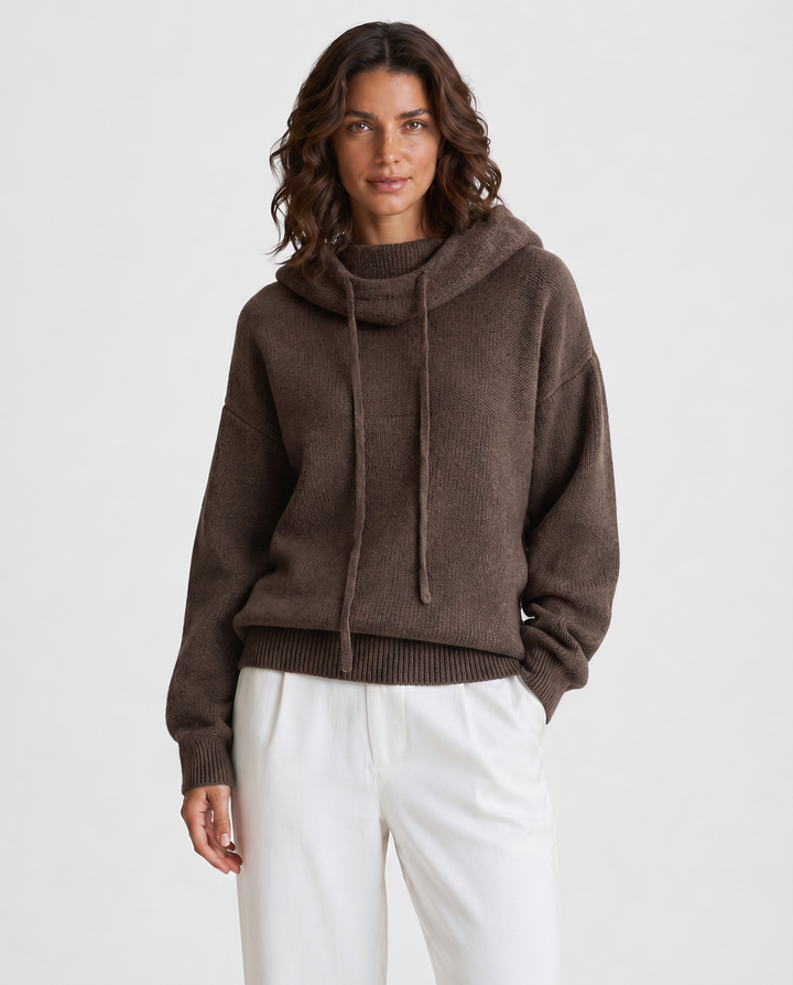 FRANCESCA™|FELPA CON CAPPUCCIO OVERSIZE IN MAGLIA MORBIDA