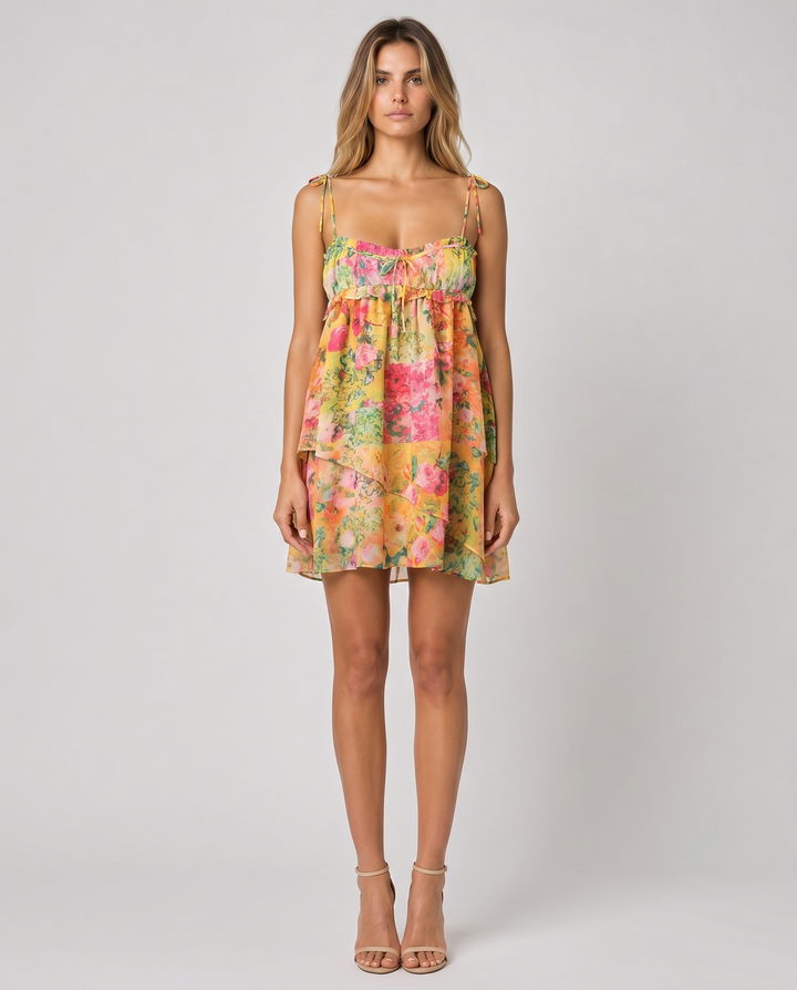 CAMILLA™|VESTITO MINI FLOREALE CON SPALLINE SOTTILI
