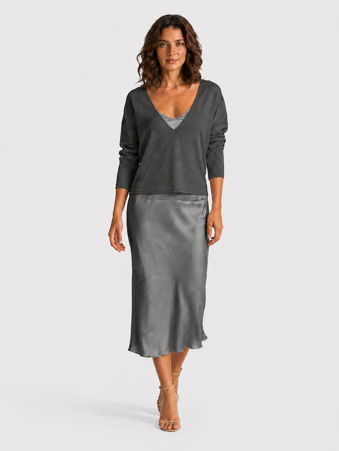 ELENA™|ABITO MIDI SATINATO ELEGANTE