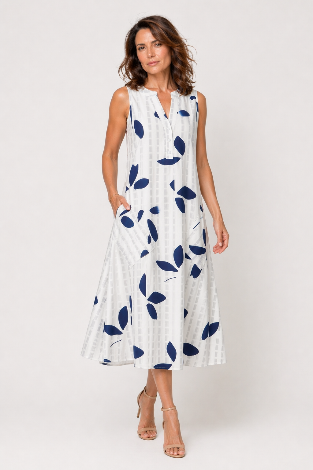 ELVIRA™|VESTITO MIDI AMPIO CON STAMPA