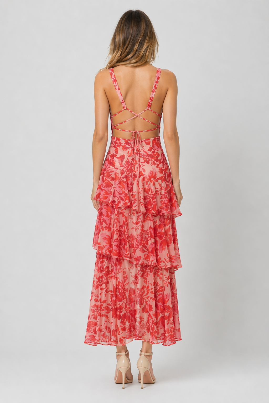 ELENA™|VESTITO MIDI FLOREALE A BALZE