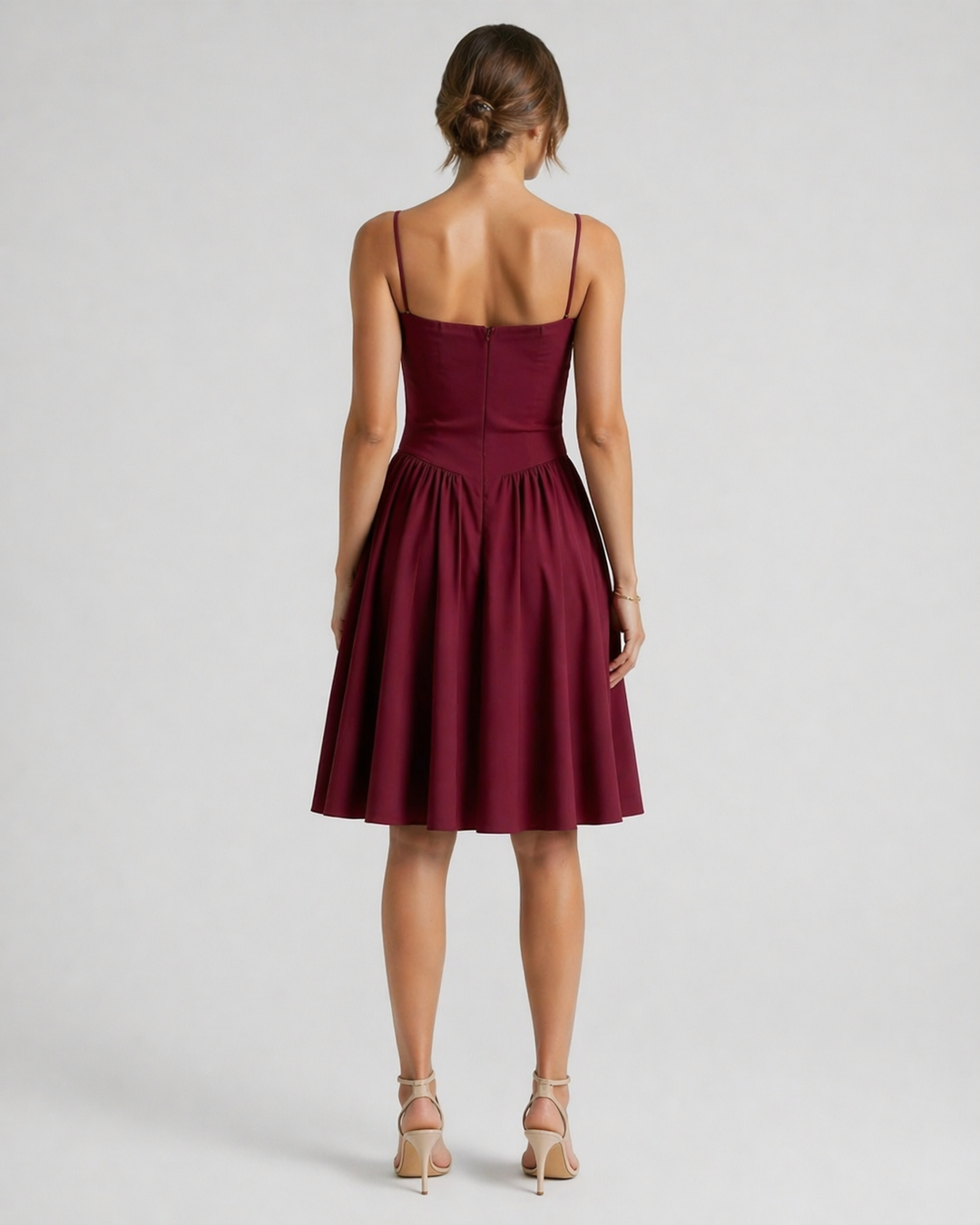 VITTORIA™|VESTITO MIDI CON CORPETTO STRUTTURATO E GONNA AMPIA