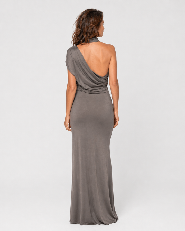 OTTAVIA™|VESTITO LUNGO MONOSPALLA DRAPPEGGIATO