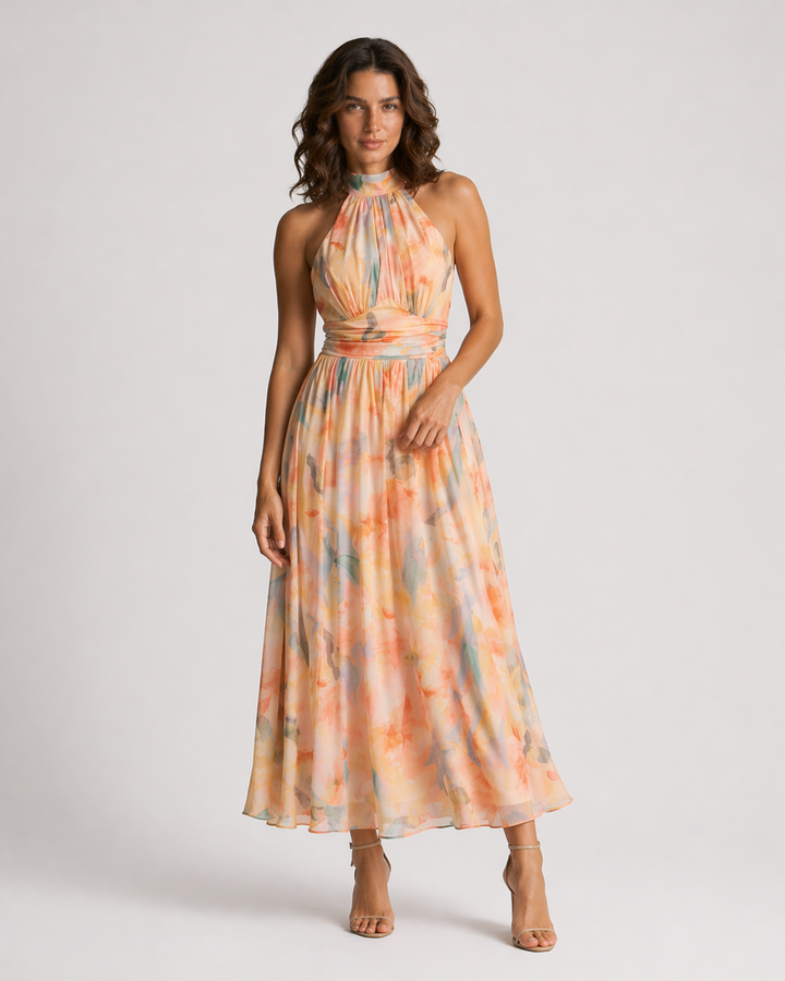 ORNELLA™|VESTITO MIDI FLOREALE HALTER