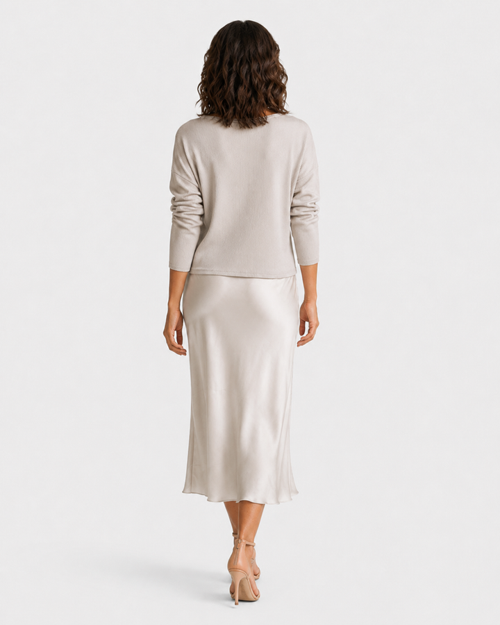 ELENA™|ABITO MIDI SATINATO ELEGANTE