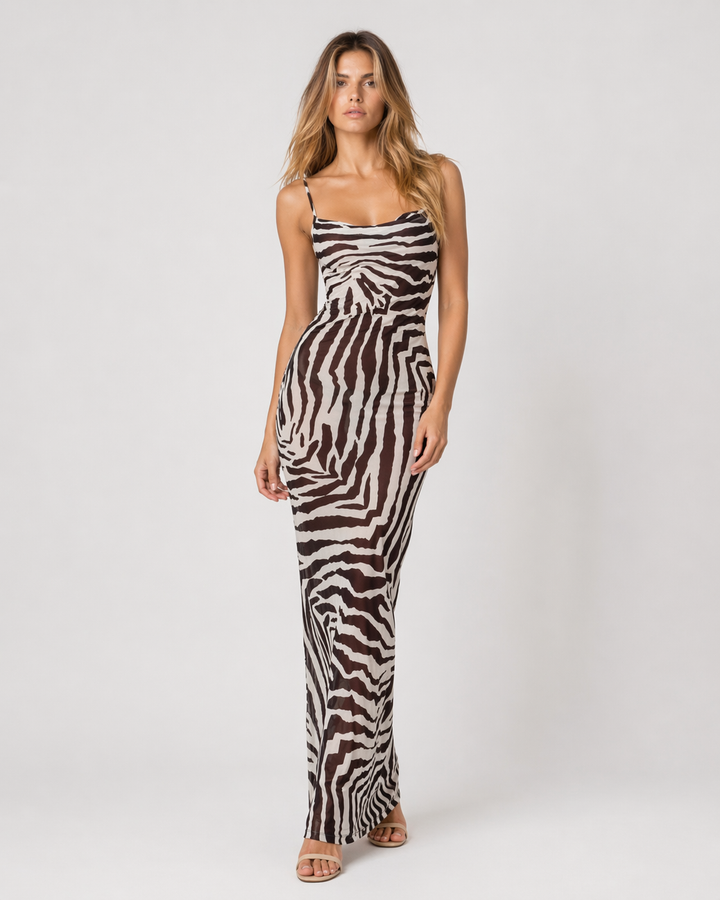 CARLOTTA™|VESTITO LUNGO ANIMALIER ADERENTE
