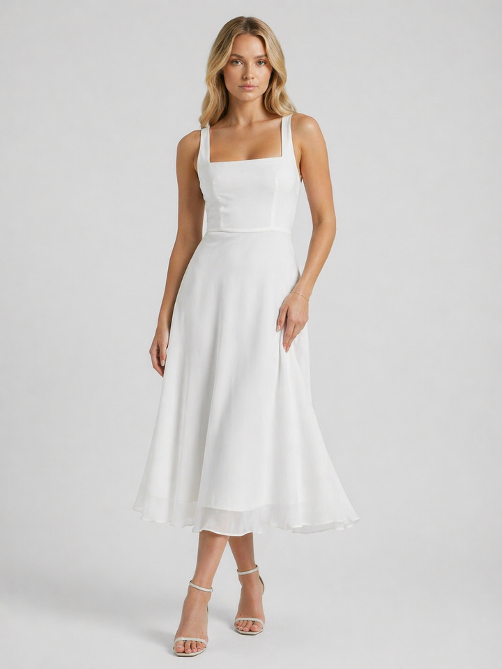 CHIARA™|VESTITO MIDI ELEGANTE CON SCOLLO QUADRATO