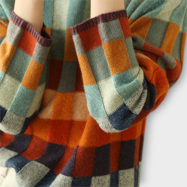 ERIKA™|MAGLIONE CON COLLO ALTO PATCHWORK