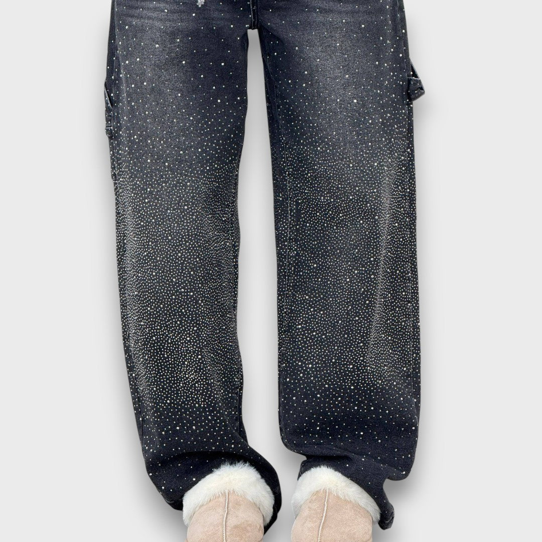 NOLENE™|JEANS CON FINITURA SCINTILLANTE E CARATTERE URBANO