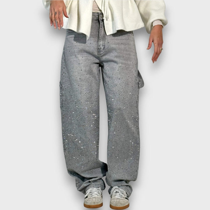 NOLENE™|JEANS CON FINITURA SCINTILLANTE E CARATTERE URBANO