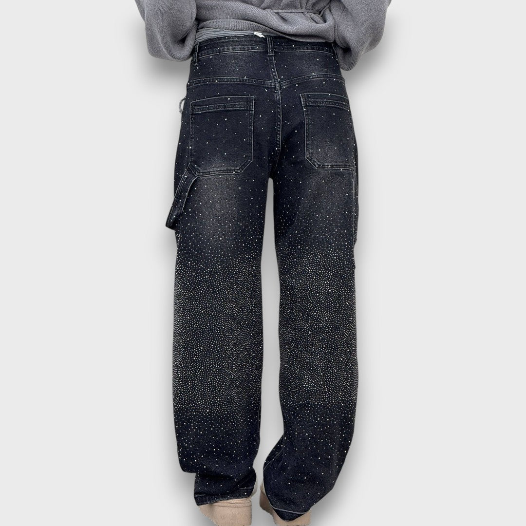 NOLENE™|JEANS CON FINITURA SCINTILLANTE E CARATTERE URBANO