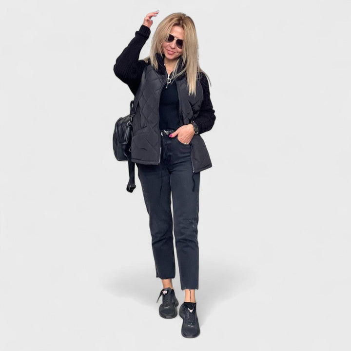 NORA™|GIACCA IN MAGLIA PATCHWORK DA DONNA