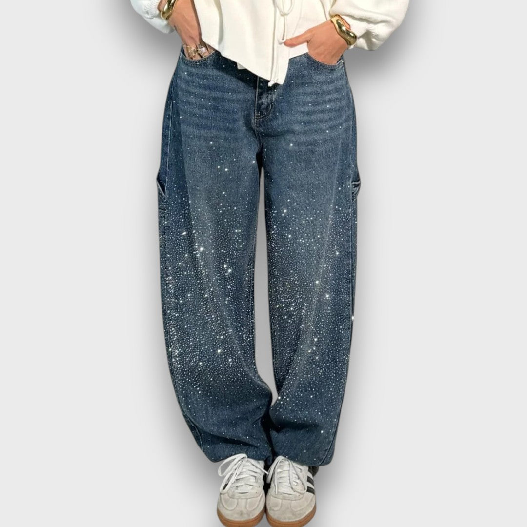 NOLENE™|JEANS CON FINITURA SCINTILLANTE E CARATTERE URBANO