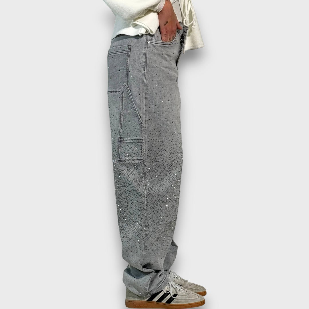 NOLENE™|JEANS CON FINITURA SCINTILLANTE E CARATTERE URBANO