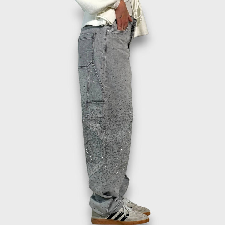 NOLENE™|JEANS CON FINITURA SCINTILLANTE E CARATTERE URBANO