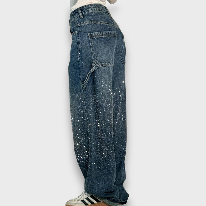 NOLENE™|JEANS CON FINITURA SCINTILLANTE E CARATTERE URBANO