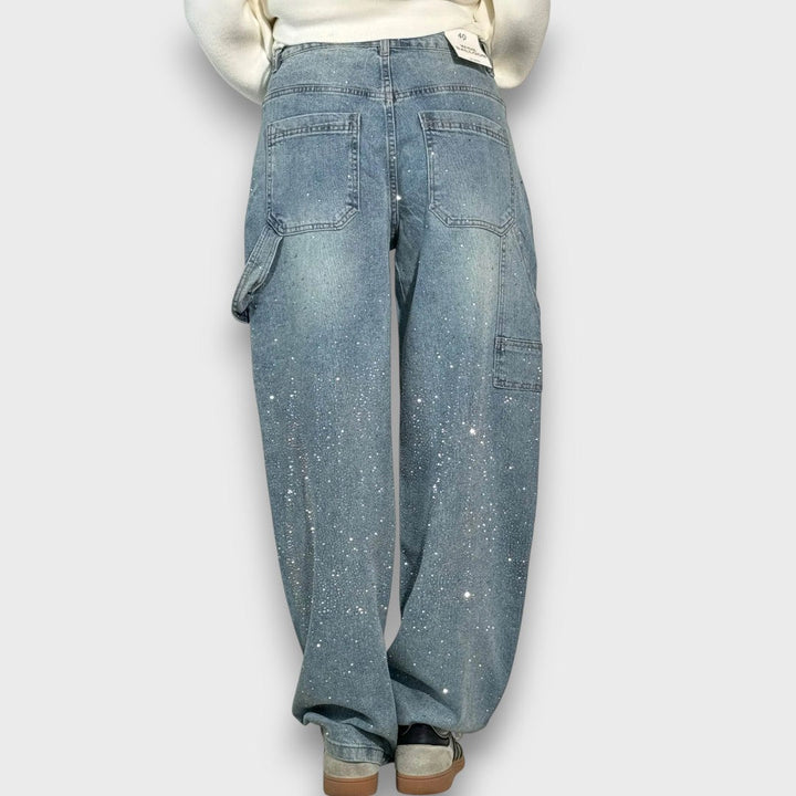 NOLENE™|JEANS CON FINITURA SCINTILLANTE E CARATTERE URBANO