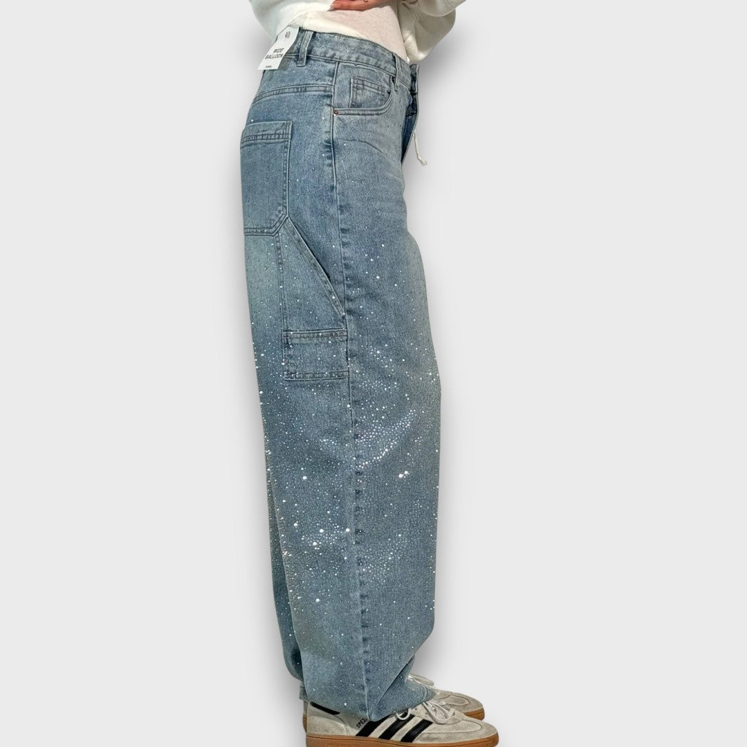 NOLENE™|JEANS CON FINITURA SCINTILLANTE E CARATTERE URBANO