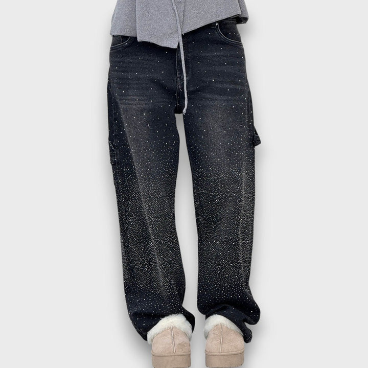 NOLENE™|JEANS CON FINITURA SCINTILLANTE E CARATTERE URBANO