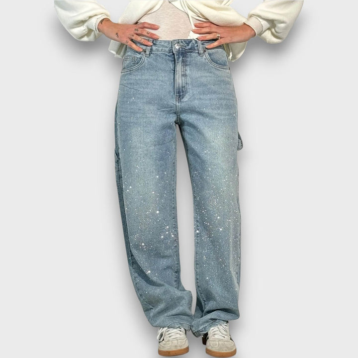 NOLENE™|JEANS CON FINITURA SCINTILLANTE E CARATTERE URBANO